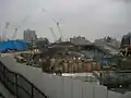 建設現場。幸町交差点南の立体交差上から。(2005年7月撮影)
