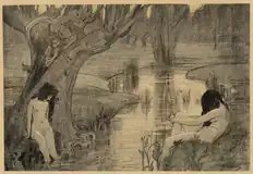 水浴びするニンフ (1897)、版画レスタンプ・モデルヌ誌に掲載
