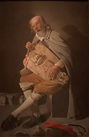 『ハーディ・ガーディ弾き』 162 × 105 cm、1620-1625年頃、ナント、 ナント美術館