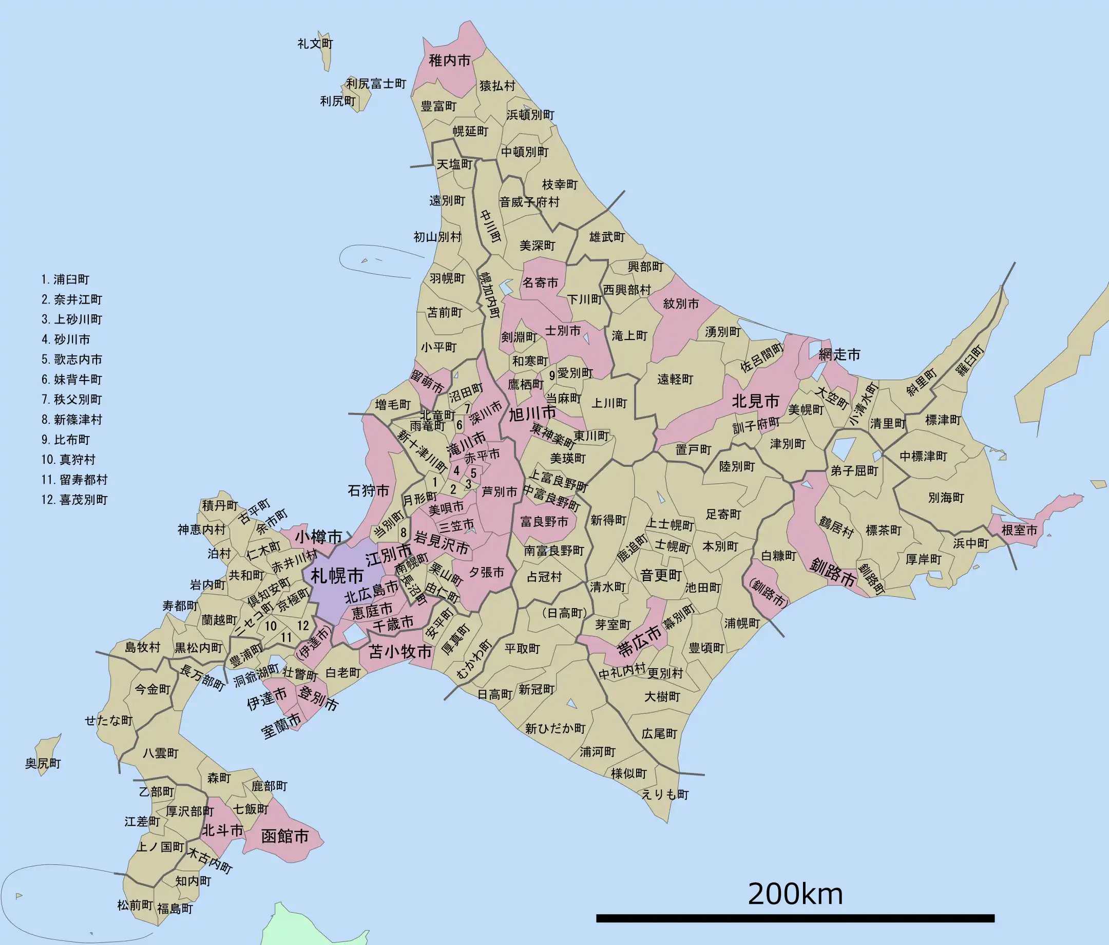 内浦湾周辺の市町村図
