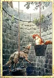 オオカミは彼のより大きな体重によって降下した。