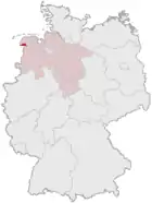 Lage der kreisfreien Stadt Emden in Deutschland