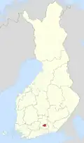 ラハティの位置の位置図