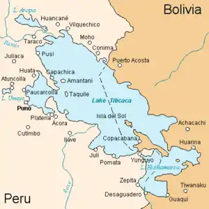 チチカカ湖と周辺地図