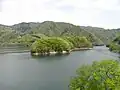 五十里湖と海尻橋かつてのダム建設予定地。