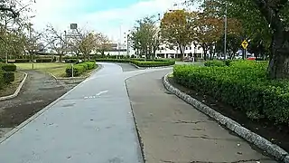 1.5km手前コーナー入口の分岐点。右が1周3kmジャストコース。
