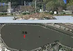 上:浮島(2019年)/ 下:浮島の場所