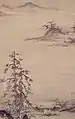 紙本墨画山水図　文清筆（室町時代）