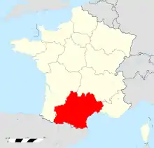 オクシタニー地域圏の位置