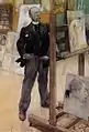 イーゼルの前の自画像(1895年)国立美術館に描くフレスコ画の下絵を制作しているところ)