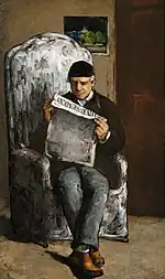 『「レヴェヌマン」紙を読む画家の父』1866年、198.5 × 119.3&nbsp;cm。ナショナル・ギャラリー (ワシントン)。
