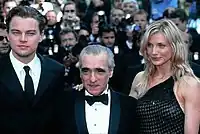 映画祭の出席者達左からディカプリオ、スコセッシ監督、キャメロン・ディアス（2002年）