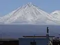 サンペドロ・デ・アタカマから見たリカンカブール山の眺め。