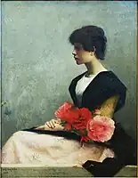 花を抱えて座る若い女性(1889)  リール宮殿美術館