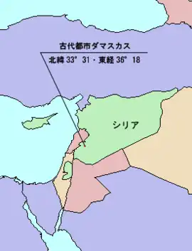古代都市ダマスカスの位置