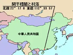 開平楼閣と村落の位置