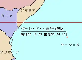 ヴァレ・ド・メ自然保護区の位置