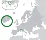 ヨーロッパにおけるモナコの地図