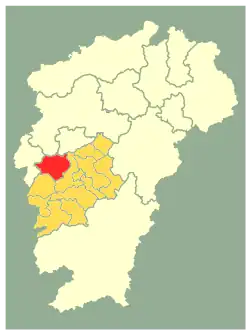 吉安市中の安福県の位置