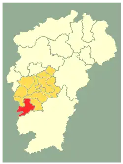 吉安市中の遂川県の位置