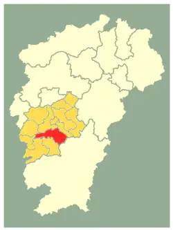 吉安市中の泰和県の位置