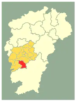 吉安市中の万安県の位置