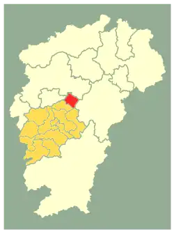吉安市中の新幹県の位置