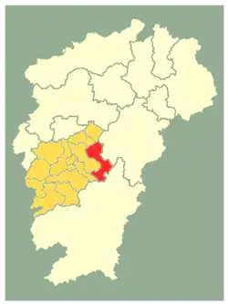 吉安市中の永豊県の位置