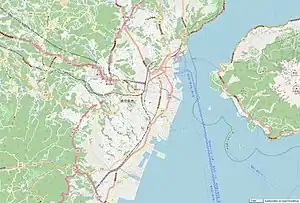 鹿児島城の位置(鹿児島市内)