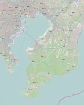 海ほたるパーキングエリアの位置(東京湾と房総半島内)