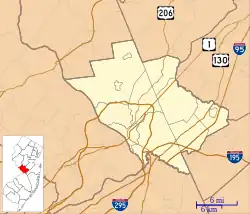 アルベルト・アインシュタインの家の位置（Mercer County, New Jersey内）