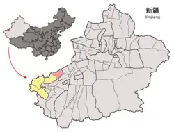 クズルス自治州の中のアクチ県の位置