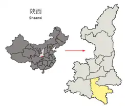陝西省中の安康市の位置
