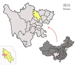 四川省中の北川県の位置