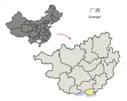 広西チワン族自治区中の北海市の位置