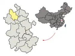 安徽省中の亳州市の位置