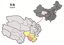 ゴロク・チベット族自治州中の達日県の位置