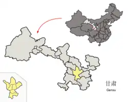 甘粛省中の定西市の位置