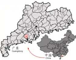 広東省中の恩平市の位置