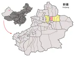 昌吉州の中の阜康市の位置