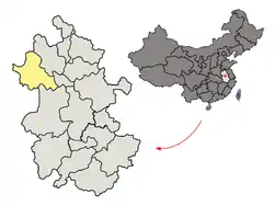 安徽省中の阜陽市の位置