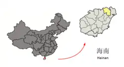 海南省中の海口市の位置