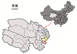 黄南チベット族自治州中の河南県の位置