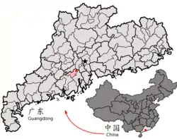 広東省中の鶴山市の位置