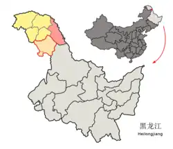 大興安嶺地区中の呼瑪県の位置