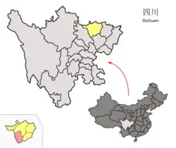 広元県中の剣閣県の位置