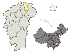 江西省中の景徳鎮市の位置