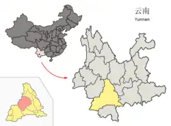 昆明市中の景谷県の位置