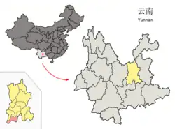 雲南省中の晋寧区の位置