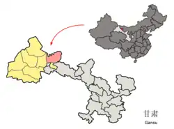 酒泉市中の金塔県の位置